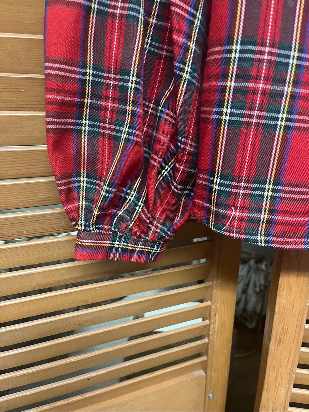 Red Plaid Ruffle Button-Front Women's Top - Picture 5 of 6